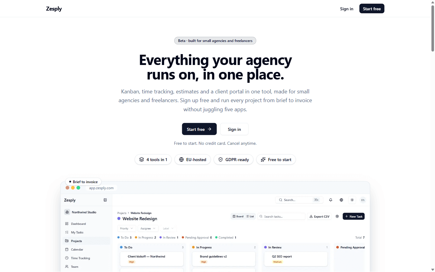 Product landing page